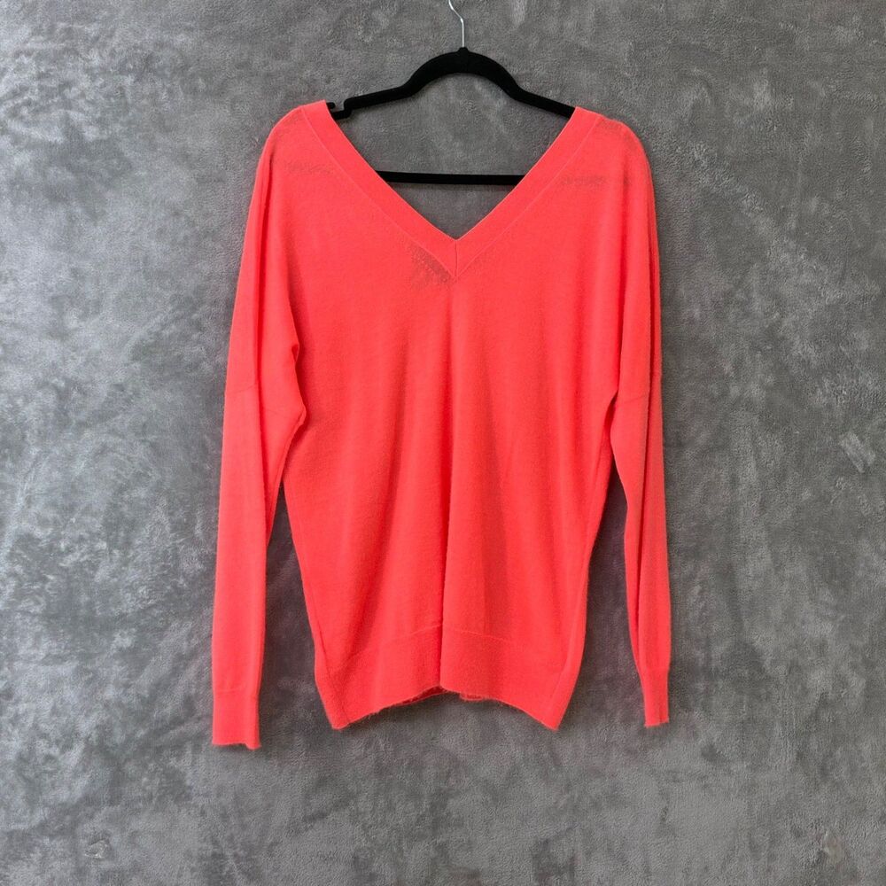 J.Crew 100% Cashmere double V Neck Pullover Sweater Women’s Size M coral